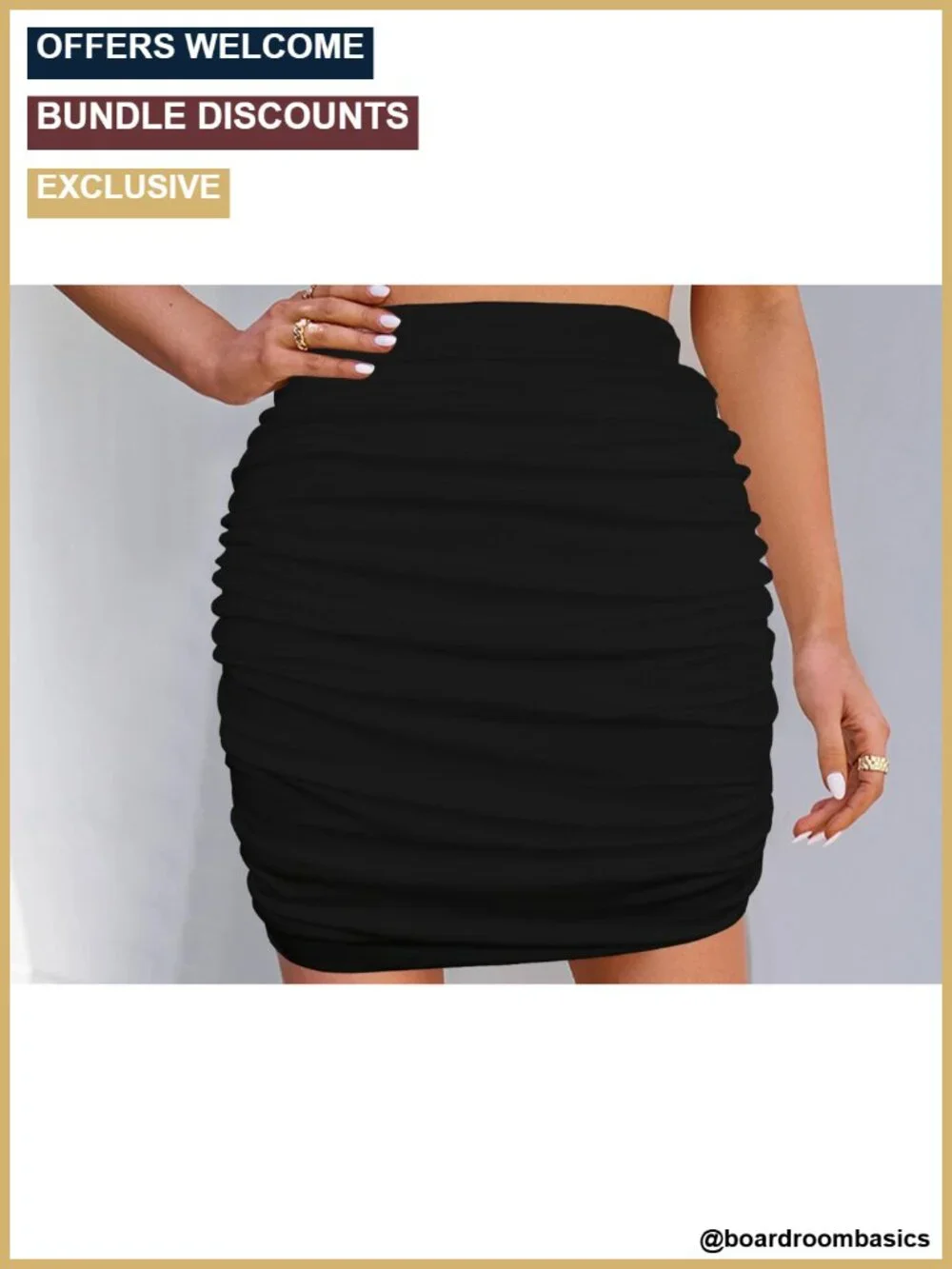 Ruched Bodycon Double Layer Mini Skirt Adjustable Length